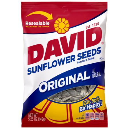 DAVID David Original Sunflower Seeds 5.25 oz., PK12 2620046170